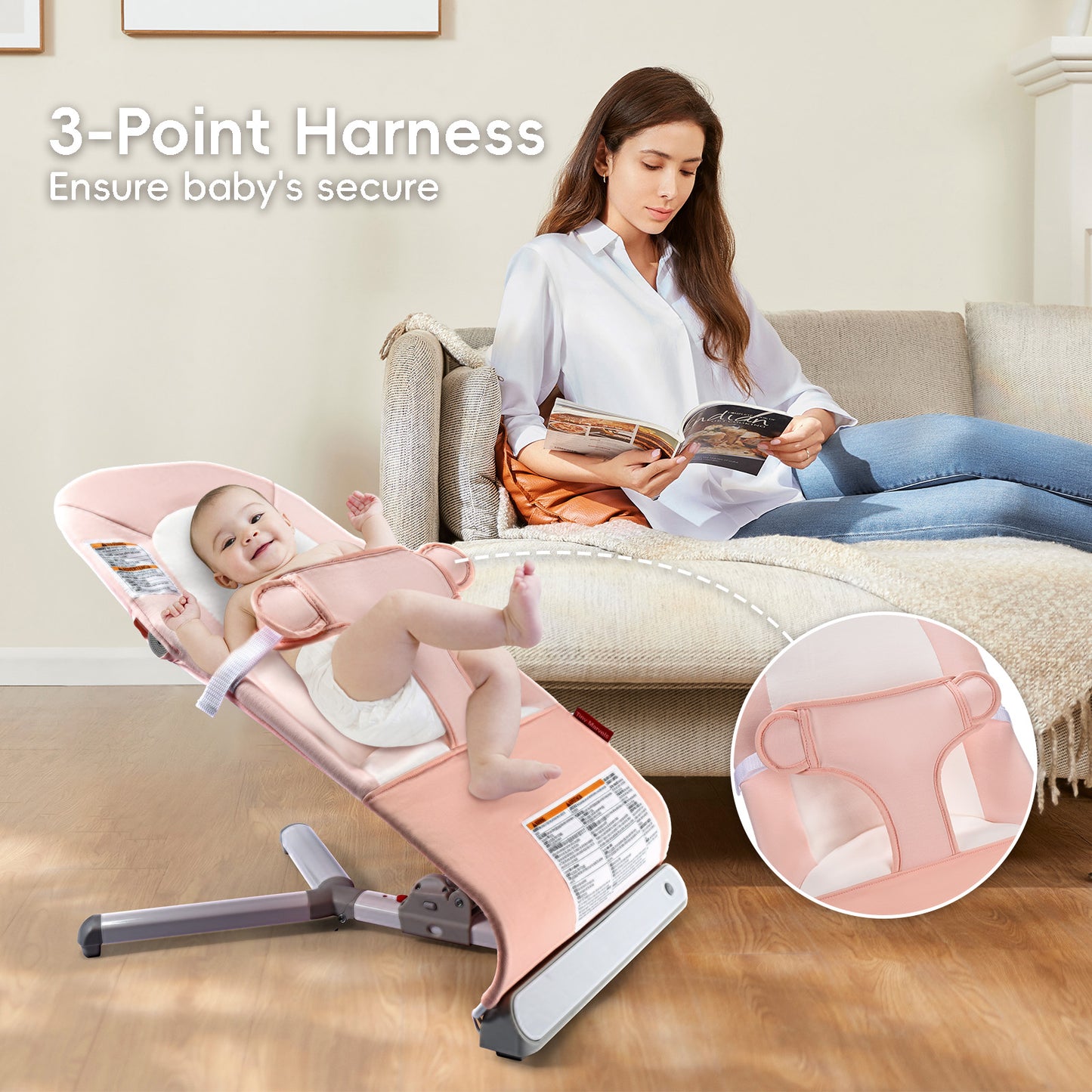 Baby Bouncer – Baby Bouncer seat, Infants Bouncy Seat with Music