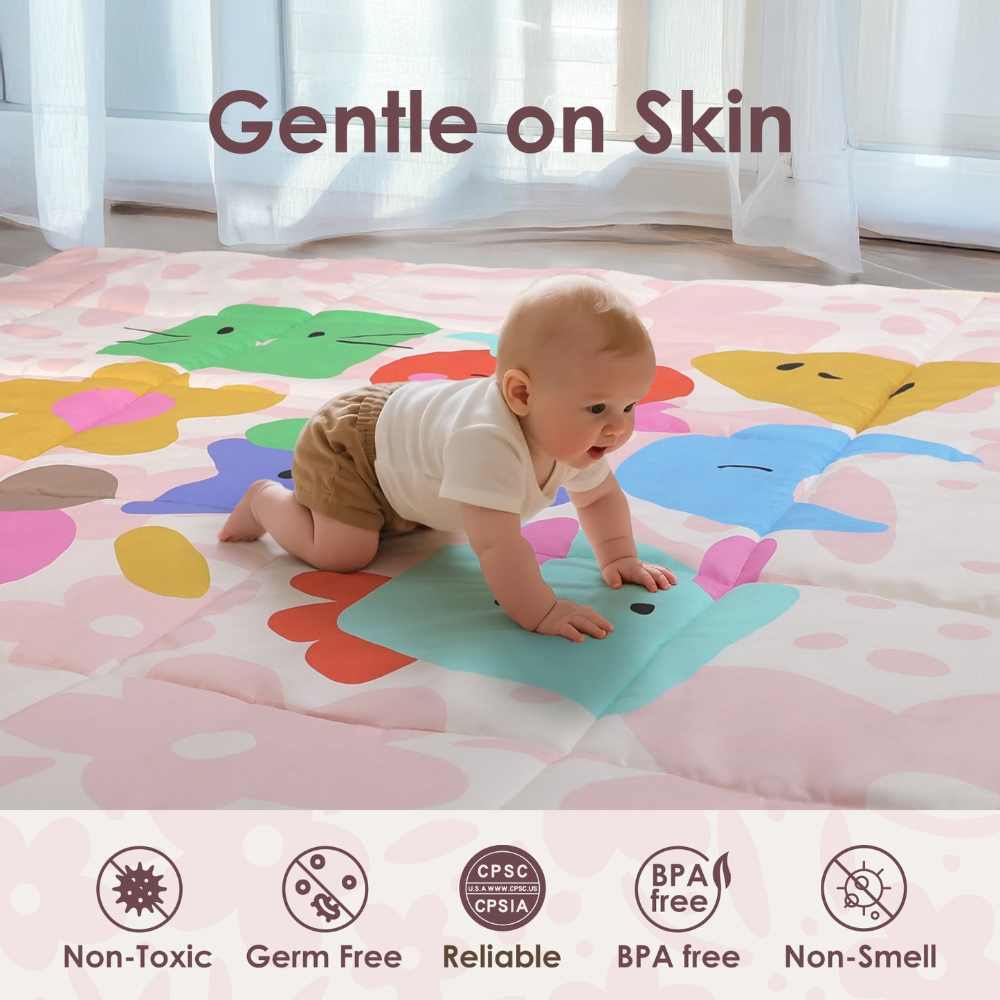 Baby Play Mat for Floor , Fits 50x50 Playpen