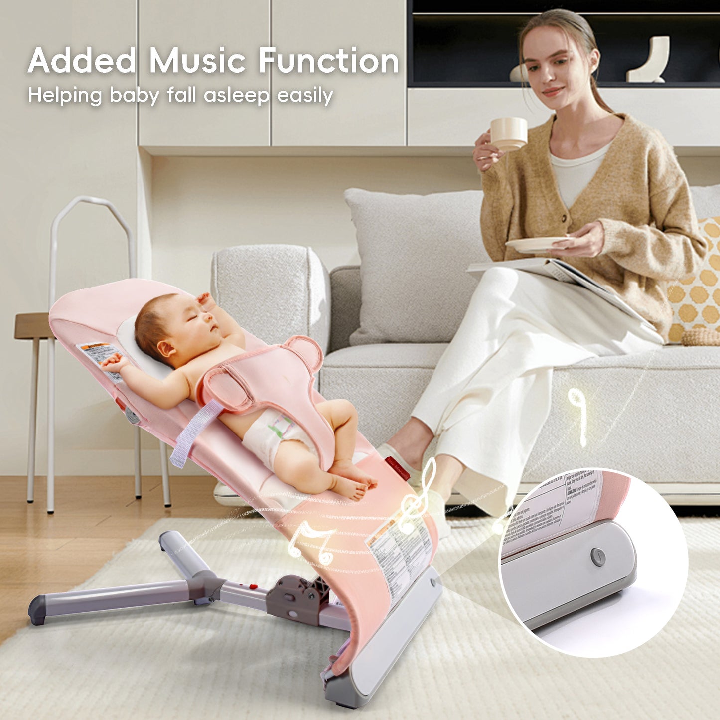 Baby Bouncer – Baby Bouncer seat, Infants Bouncy Seat with Music