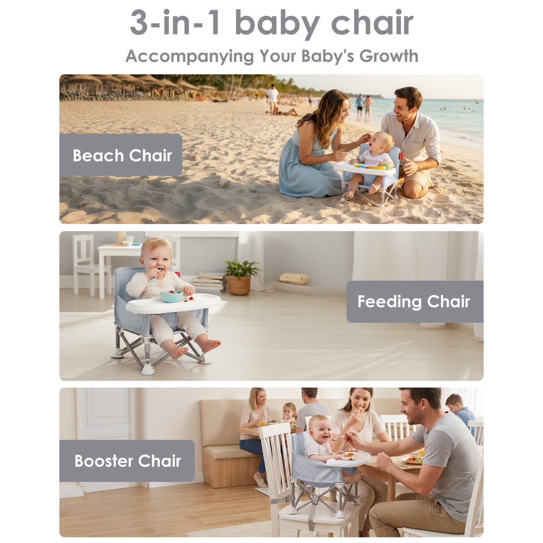 Portable 3-in-1 Baby Chair(Grey)