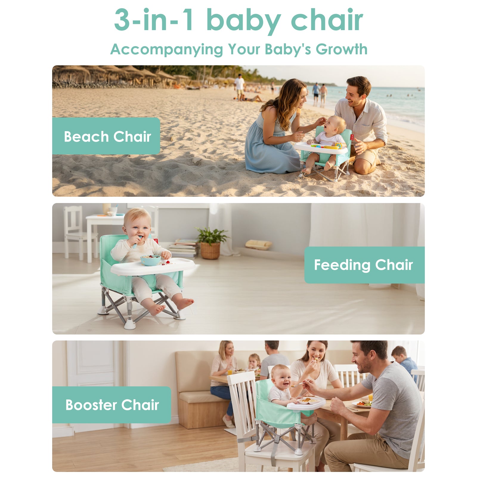 Portable 3-in-1 Baby Chair(Green)