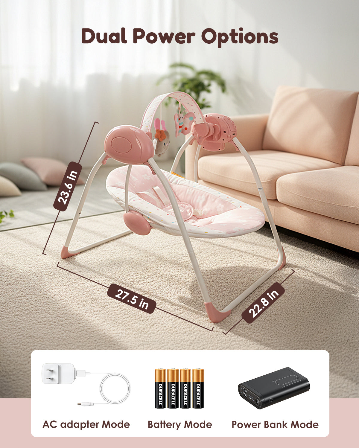 Baby Swing with Music(Blush Bloom)