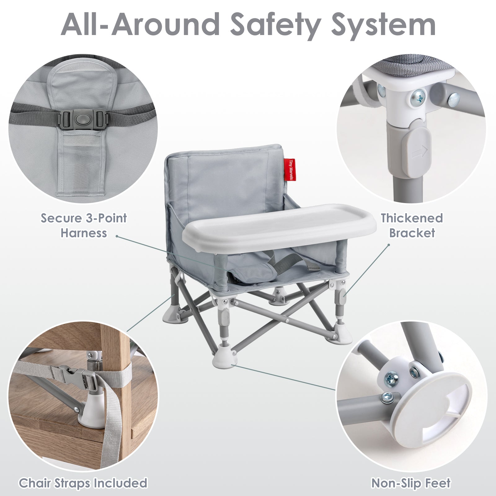 Portable 3-in-1 Baby Chair(Grey)