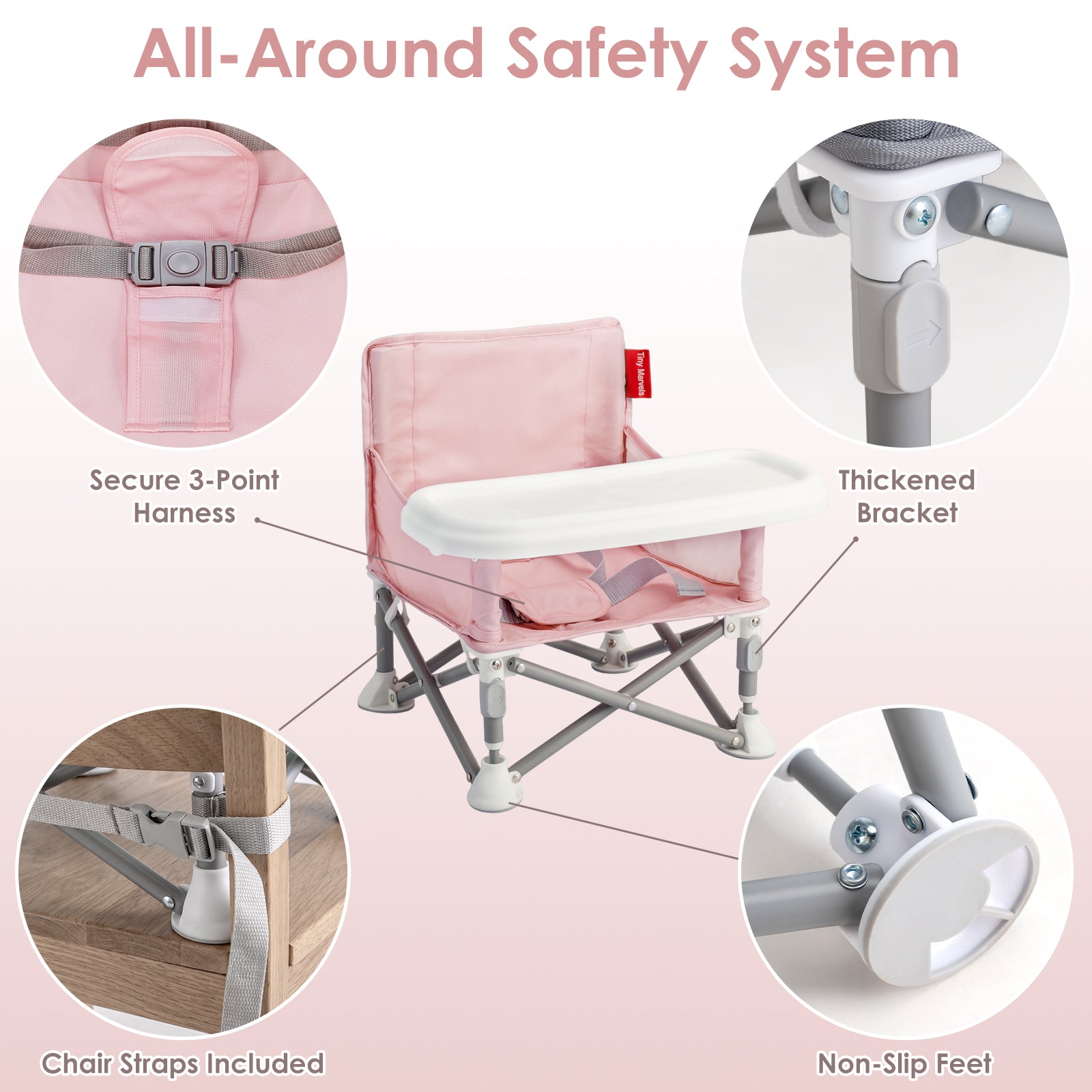 Portable 3-in-1 Baby Chair(Pink)