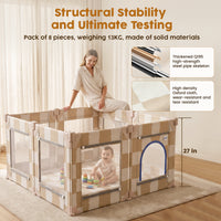 Foldable Baby Playpen, 50x50 (Sand Checks)
