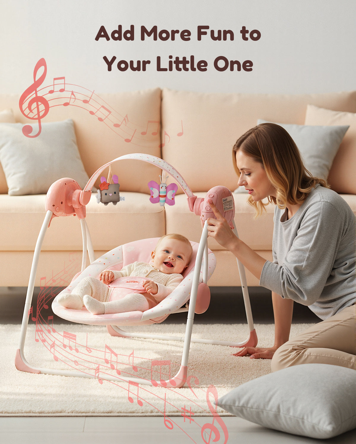 Baby Swing with Music(Blush Bloom)
