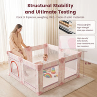 Foldable Baby Playpen, 50x50(Pink Floral)
