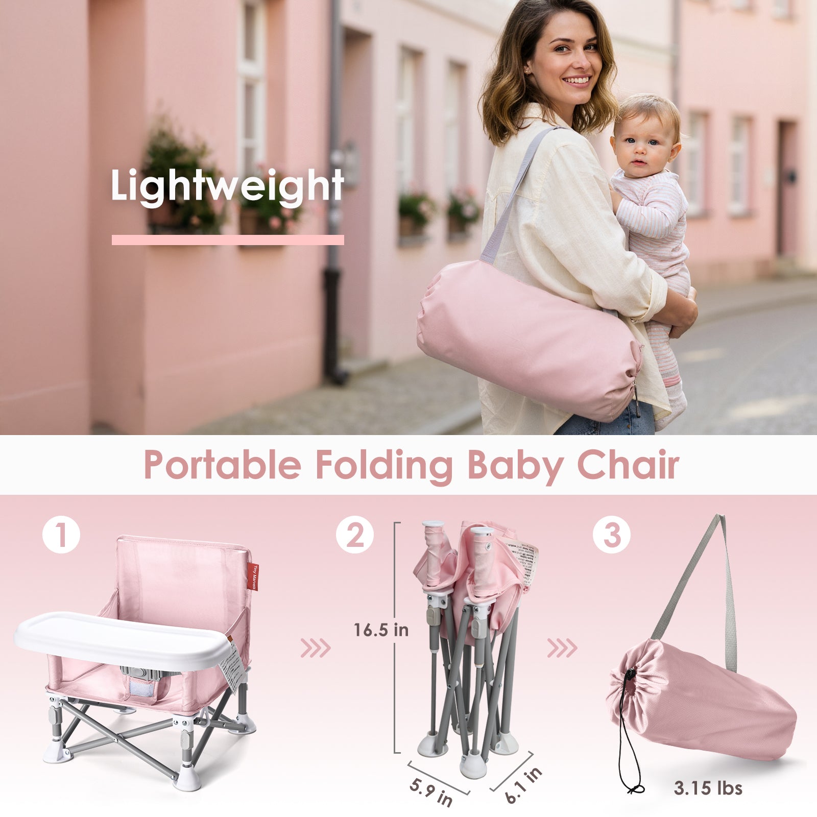Portable 3-in-1 Baby Chair(Pink)