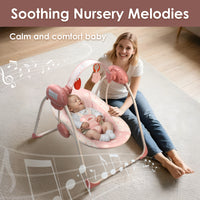 Baby Swings for Infants,Portable Swing with Adaptable Speed, Music(Blush Bloom)