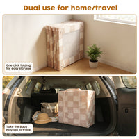 Foldable Baby Playpen, 50x50 (Sand Checks)