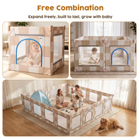 Foldable Baby Playpen, 50x50 (Sand Checks)