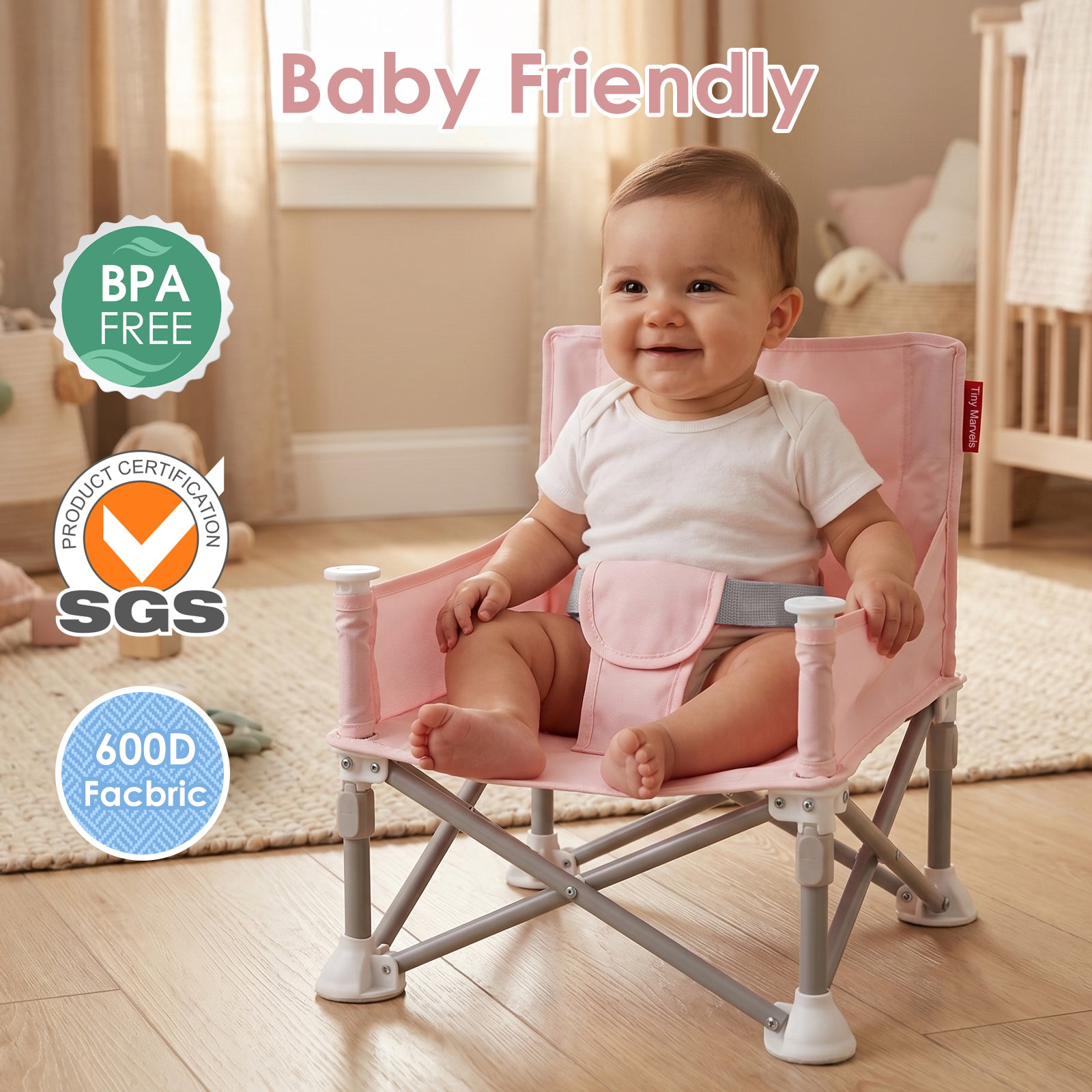 Portable 3-in-1 Baby Chair(Pink)