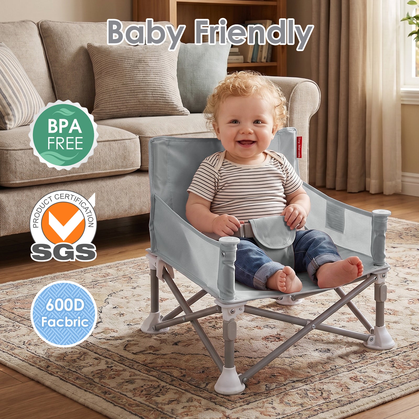 Portable 3-in-1 Baby Chair(Grey)