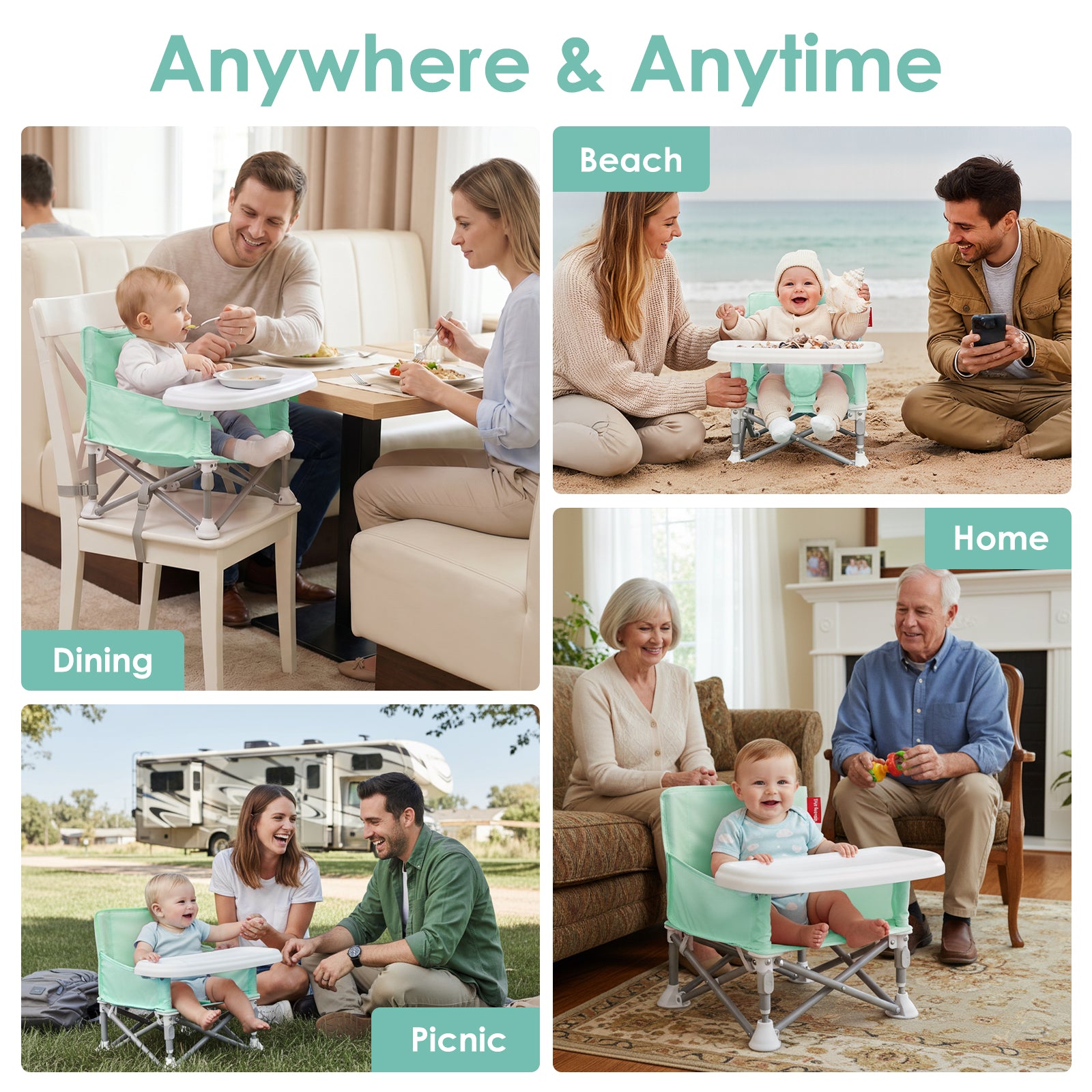 Portable 3-in-1 Baby Chair(Green)