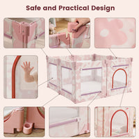 Foldable Baby Playpen, 50x50(Pink Floral)