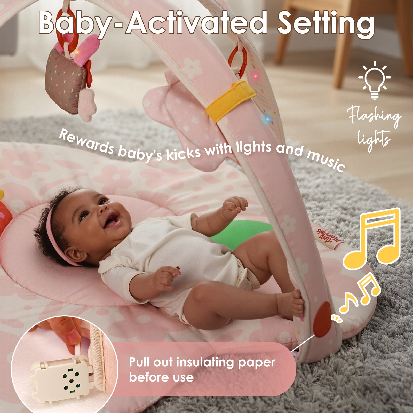 Baby Play Gym & Activity Mat(Blush Bloom)