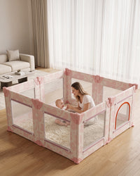 Foldable Baby Playpen, 50x50(Pink Floral)